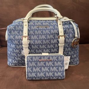 MK brand new denim purse & wallet medium size